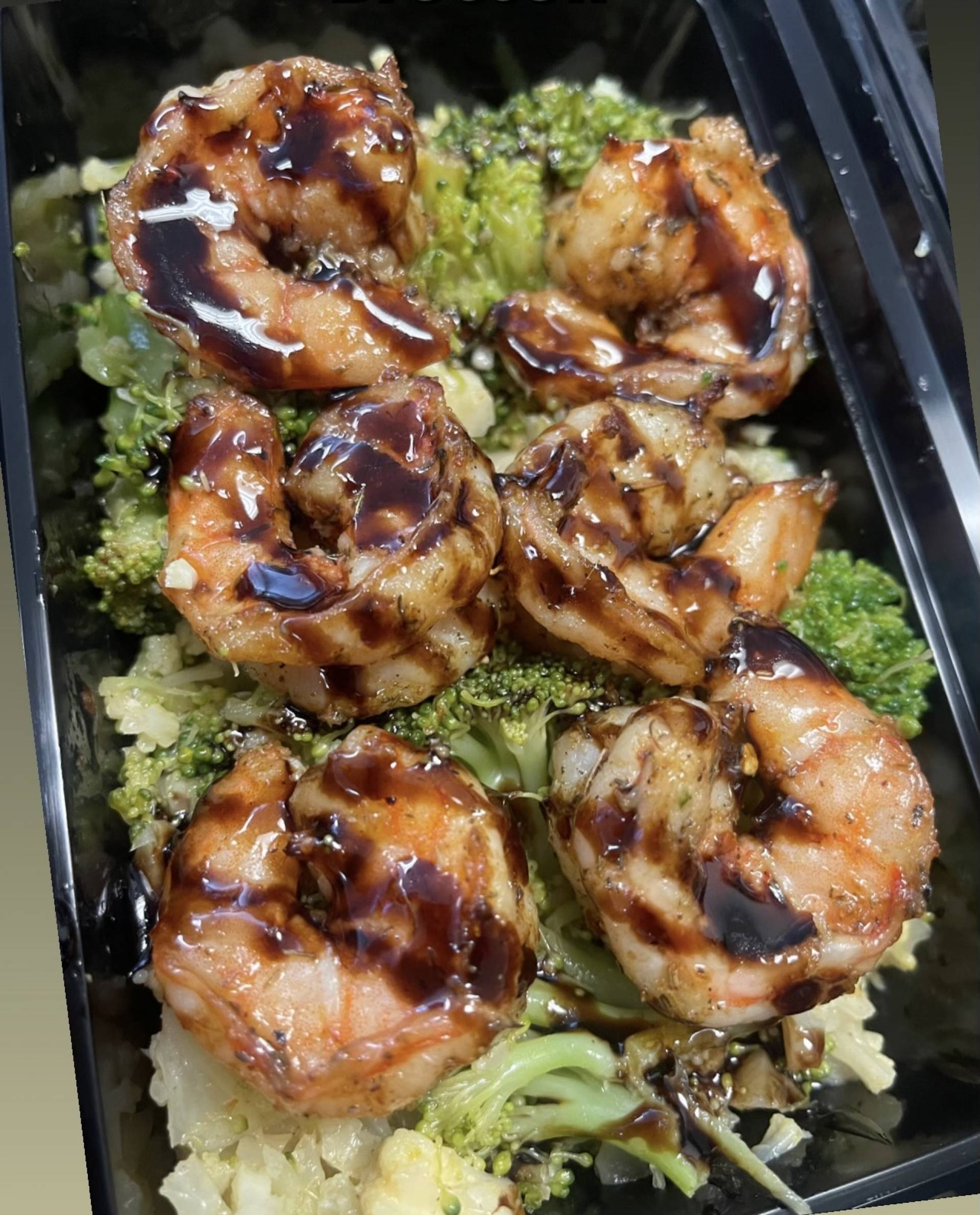 Balsamic Glazed Shrimp On A Bed of Broccoli & Cauliflower