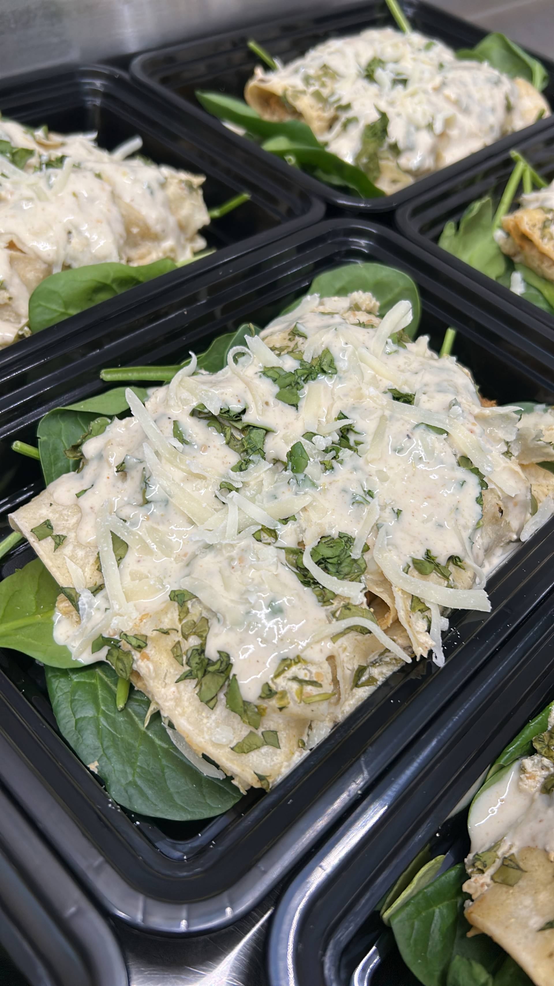 Chicken & Spinach Enchiladas With A White Cream Sauce