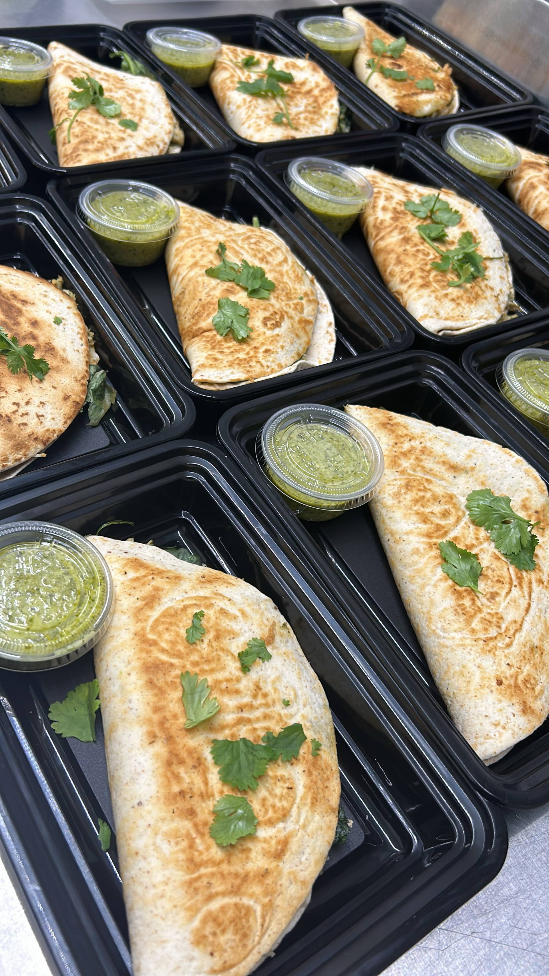 Chicken Pesto Quesadilla with Cilantro Lime Pesto Salsa