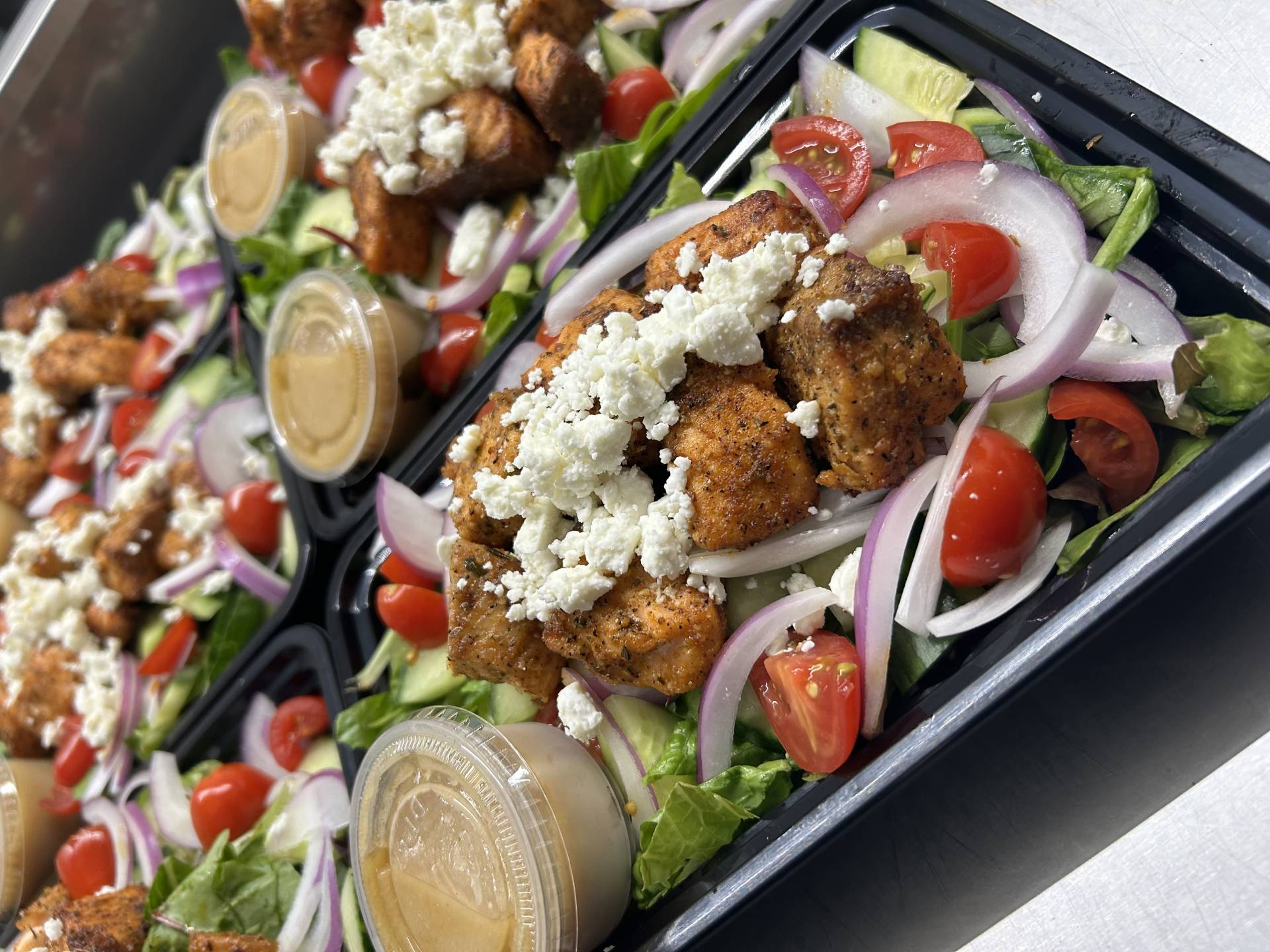 Grilled Salmon Nugget Garden Salad w/a Miso Dressing