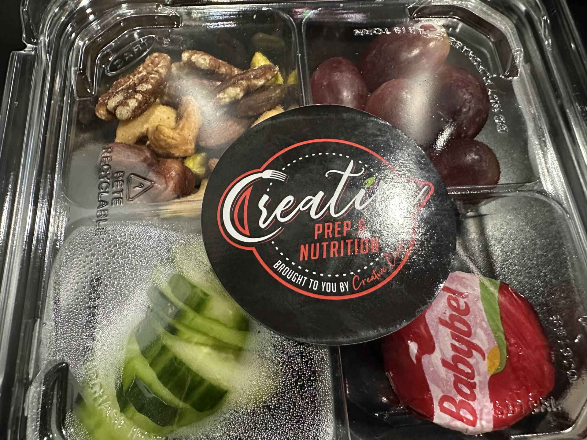 Protein Snack Pack (Cucumber, Mixed Nuts, Grapes, Babybel Cheese)