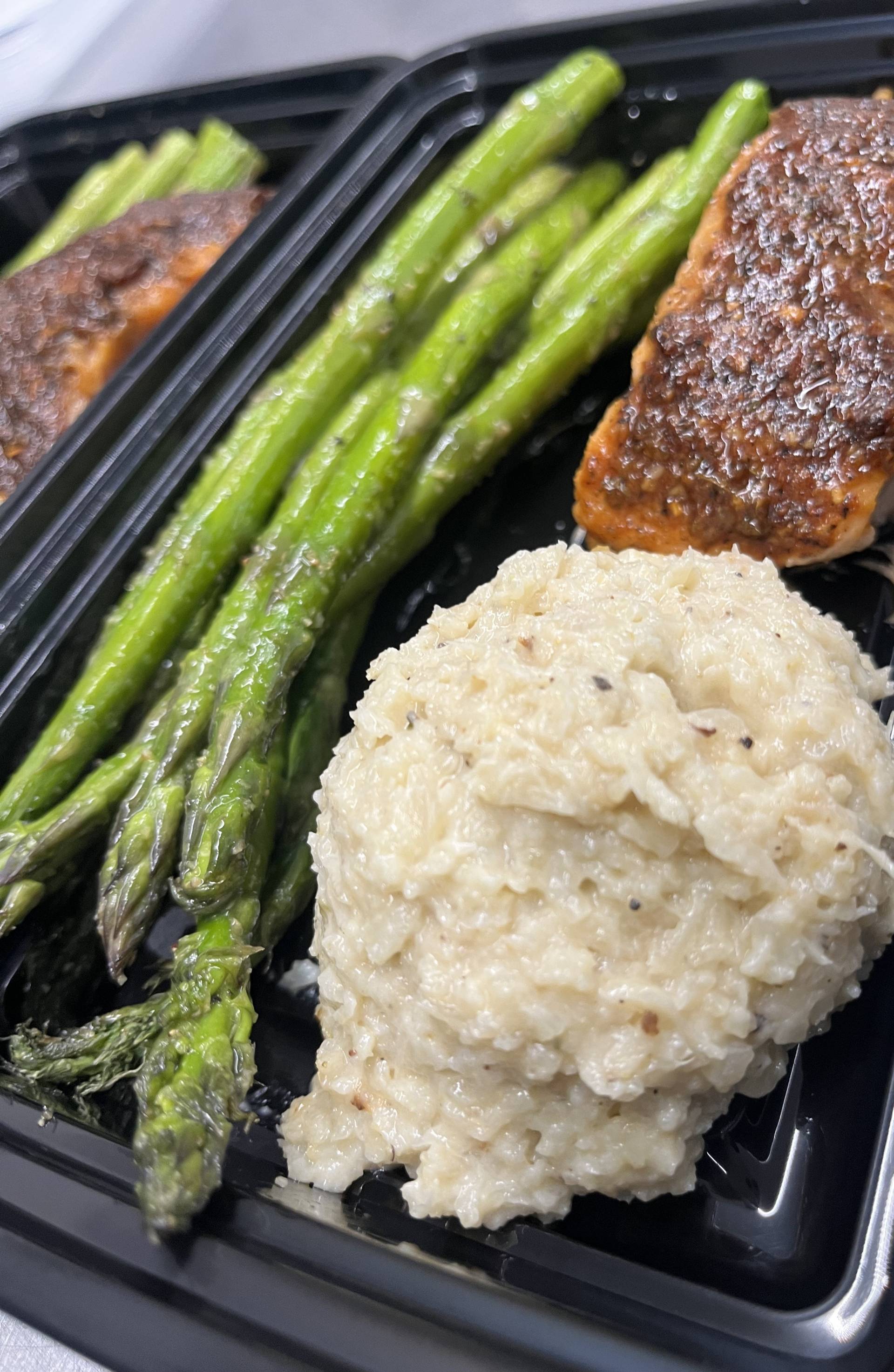 Orange Glazed Salmon w/Asparagus & Cauliflower Mash