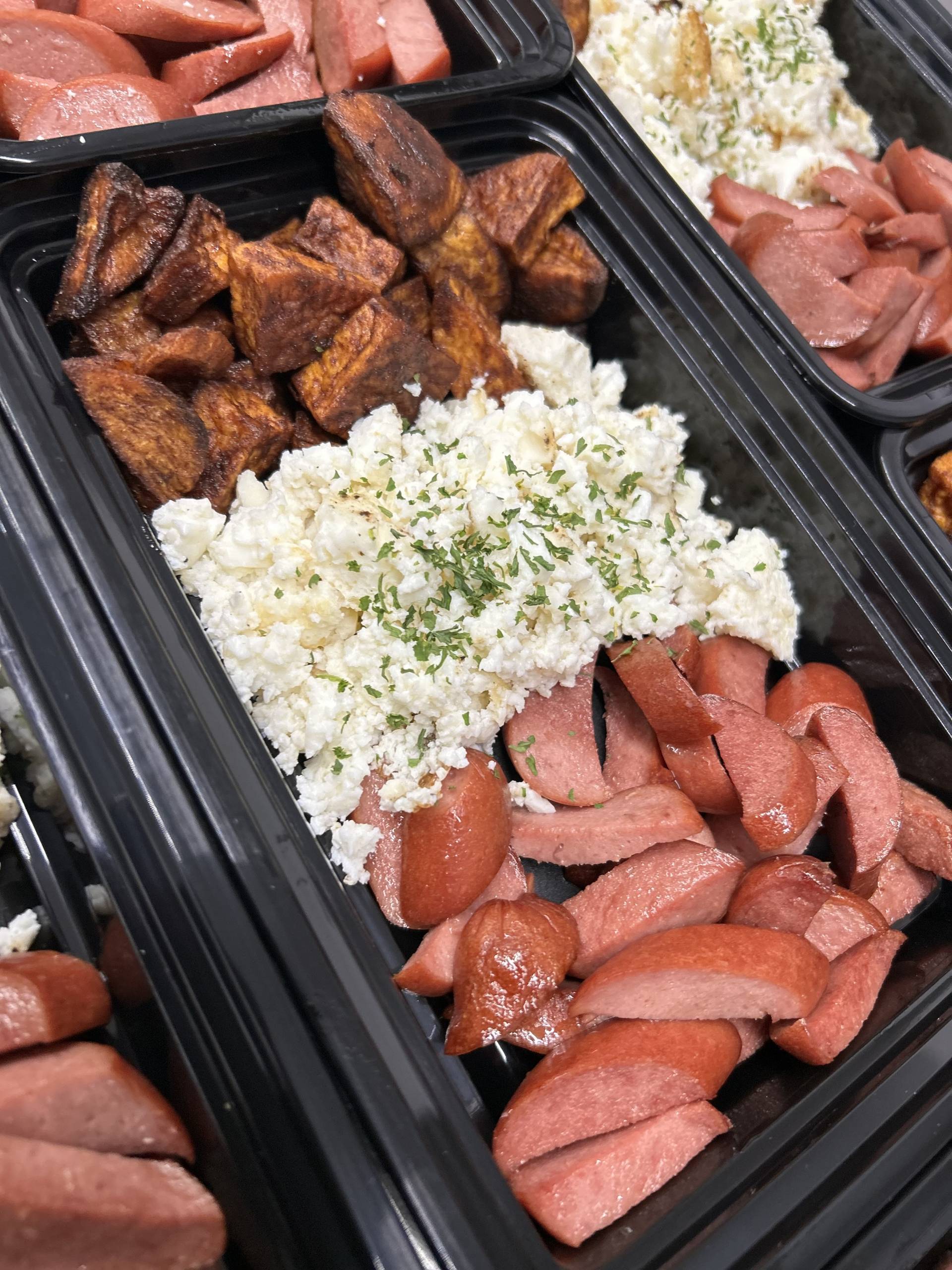 Smoked Turkey Sausage & Eggs With Diced Sweet Potatoes